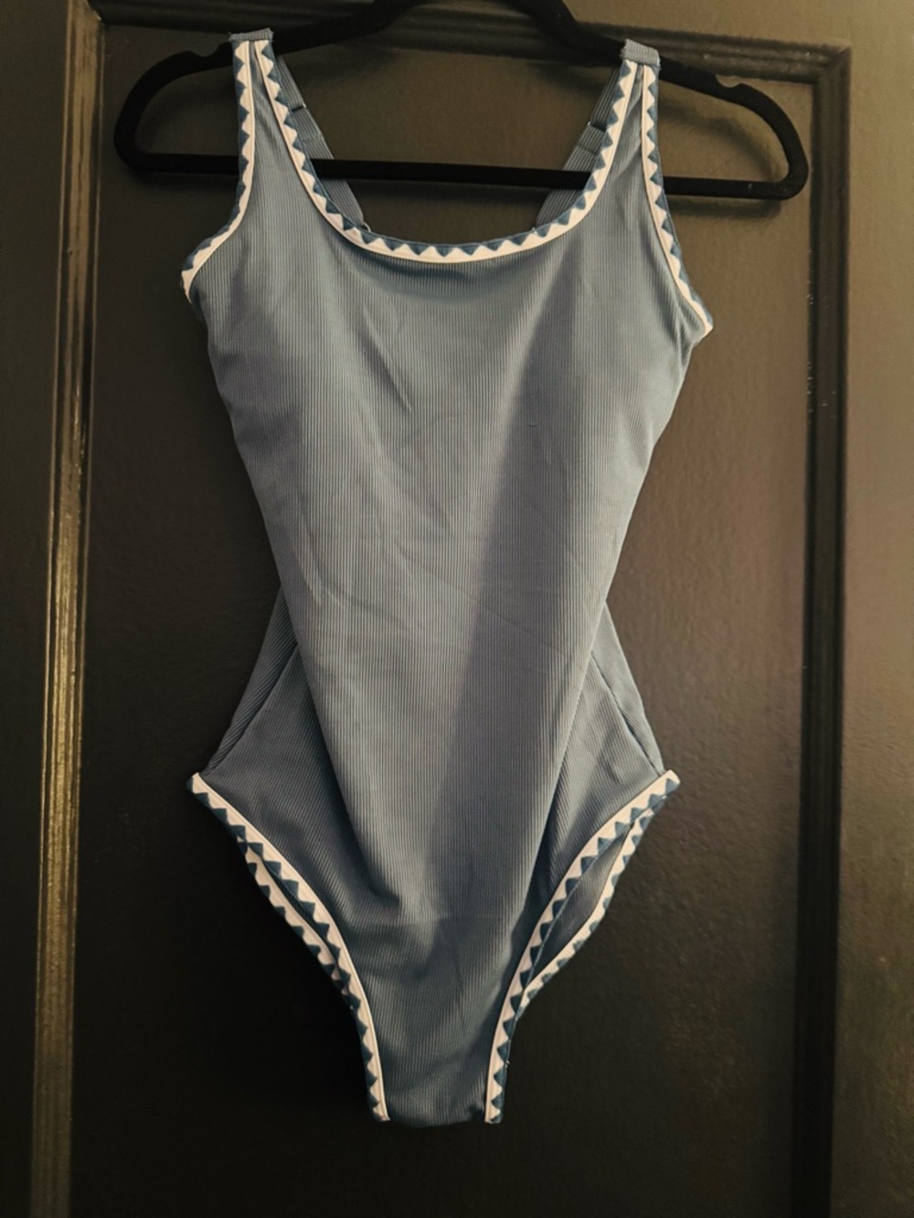 Blue One-Piece Swimsuit with White Trim 13-14 Youth